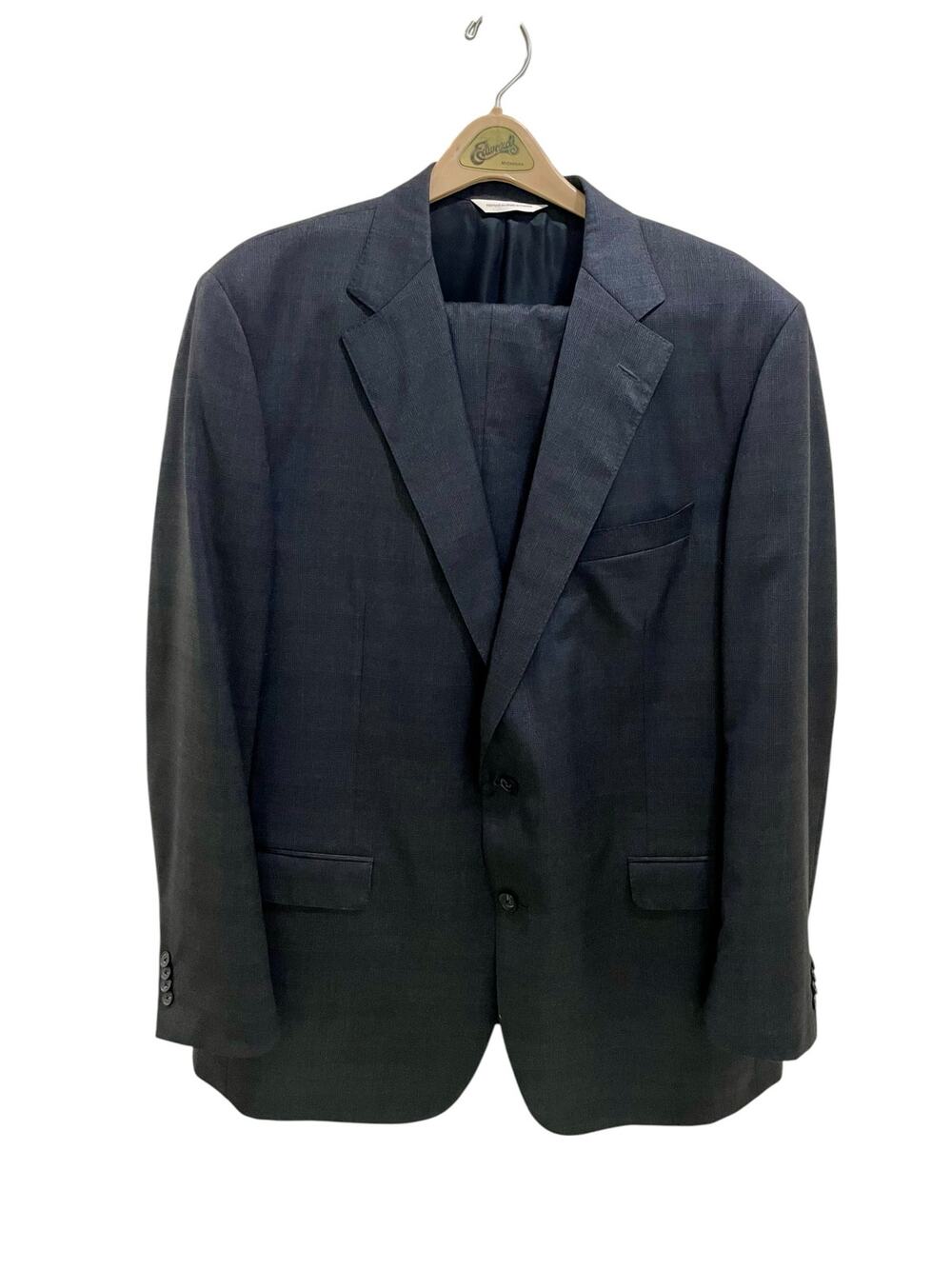 Samuelsohn Blazer Pant Suit Set Gray Plaid 48/42 Tall Long